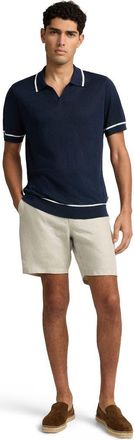 Onia Linen Johnny Collar Polo Sweater in Midnight at Nordstrom, Size Xx-Large