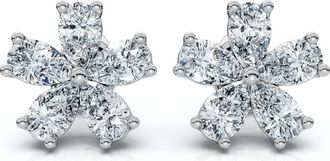 Pompeii3 1 3/4Ct Diamond Pear Shape Flower Diamond Studs 14k Gold Earrings Lab Grown