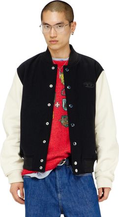 Diesel Bomber jacket in wool blend and leather - Leather jackets - Man - Multicolor