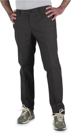 Pantaloni Torino Bruine micro-ruit broek - half getailleerd - Heren - Nette broeken - Grijs - S - Leer - Broeken