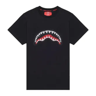 Sprayground T-Shirts, male, Black, Size: XS Scribble Embroidery Shark Reg T-Shirt