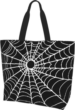 AOOEDM Spider Web Ladies Canvas Tote Reusable Shopping Bag