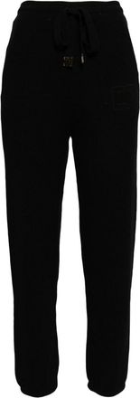 Elisabetta Franchi Bouclé-effect cotton track pants - women - Polyamide/Cotton - 46 - Black