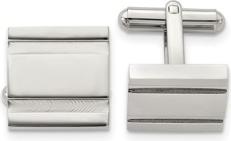 Diamond2Deal Stainless Steel Polished Square Cufflinks