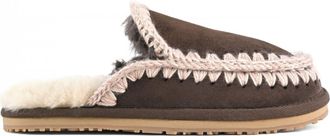 Mou Brown Suede Slipper Full Eskimo Stitch