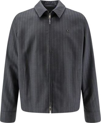 Burberry Pinstripe Zip Jacket - Heren - Zomerjassen - Grijs - L - Wol - Jassen