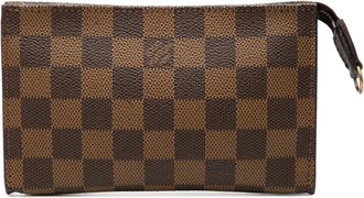 Louis Vuitton Pre-owned Clutches, female, Brown, Size: ONE SIZE Pre-owned Damier Ebene Canvas Pouch