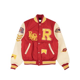 Rhude Red Cotton Bull Market Varsity Jacket