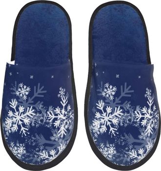 Generic House Slipper Christmas Blue Print Cosy Womens Slippers Comfortable Portable Home Slippers Family Ladies M