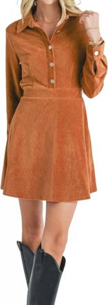 Sadie & Sage Morrison Cord Shirt Mini Dress In Camel