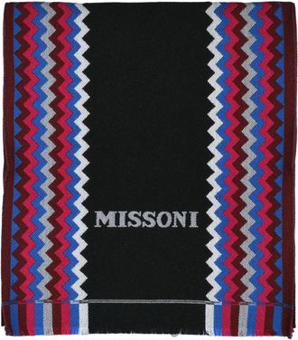 Missoni Black Fuchsia Wool Scarf
