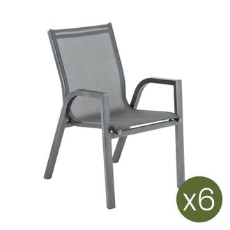 ED&Egrave;N JARD&Iacute; Pack de 6 sillones de terraza apilable aluminio antracita