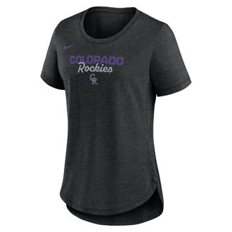 Nike Colorado Rockies Arched Team Name Nike Womens MLB T-Shirt in Black | NKMV00HDNV-SVQ