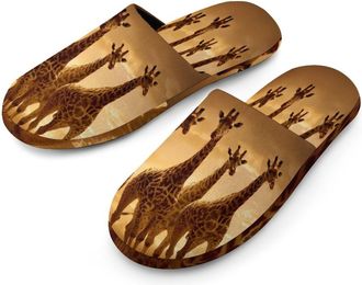 Generic Giraffe Wild Animal Mens Slippers Warm Non-Slip Houes Shose Spa Slipper for Home Bedroom