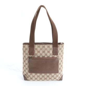 Gucci Gg Canvas Beige Brown Gg Canvas Shoulder Bag Tote Bag (Pre-Owned)