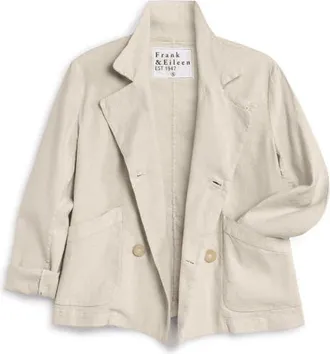 Frank & Eileen English Crop Cotton & Linen Peacoat in Cement at Nordstrom, Size X-Large