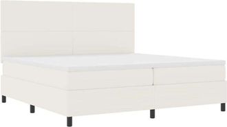 vidaXL Box Spring Bed Cream and White 200 x 200 cm Corduroy Fabric vidaXL