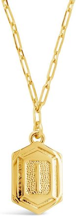Sterling Forever Hexagon Tag Initial Necklace