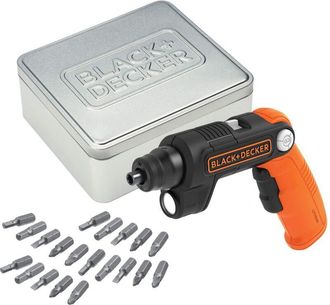Black+Decker BLACK+DECKER, Avvitatore con batteria al litio 3,6 V con 20 accessori e scatola. BDCSFL20AT-QW