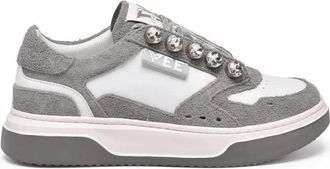 Emanuelle Vee Emanuelle Vee Suede Jewel Sneakers - White/Grey