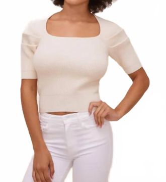 Astr Adelia Ribbed Knit Sweater In Ivory