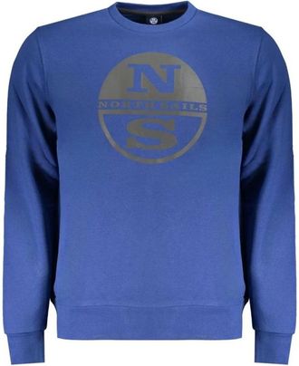 North Sails Hoodies & sweatvesten, Heren, Blauw, XL, Katoen, Crew Neck Sweatshirt NSLogo