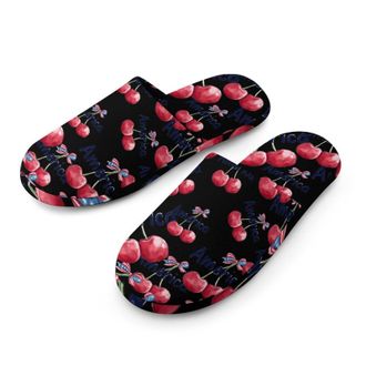 Generic Cherries Mens Cozy Memory Foam Slippers Warm Cotton House Shoes Comfy Slipper for Indoor Outdoor
