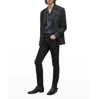 John Varvatos Bryson Blazer Mens Charcoal Gray Notch Lapel Snap Front GBO2693