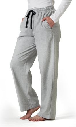 Lapasa Womens Brushed Cotton Flannel Lounge Trousers Loose Fit Sleepwear Pyjama Pants L74 (Light Heather Gray, XXL)