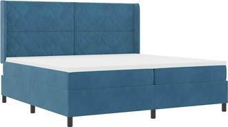 vidaXL Cama Tipo Box Spring Con Tiras Led Azul 200 X 200 Cm Terciopelo Vidaxl