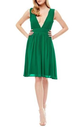By Design Melissa Plunge Neck Chiffon Fit & Flare Dress in Jelly Bean at Nordstrom Rack, Size X-Small