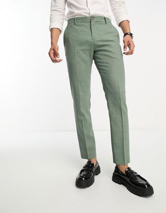Selected Homme - Pantaloni da abito in misto lino verde chiaro
