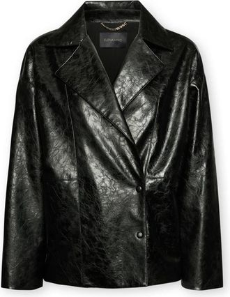 Elena Miro Jas met used-effect - Dames - Blazers - Zwart - L - Leer - Jassen