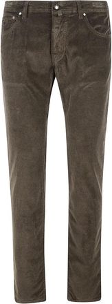 Jacob Cohen Slim-fit Trousers, male, Brown, W31, Dark Brown Velvet Trousers 500 Lines