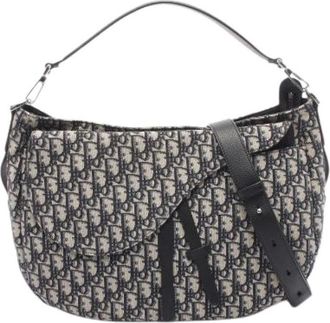 Dior Pre-owned Saddle Oblique Canvas Leather 2way Shoulder Bag - Dames - Vintage Schoudertas - Blauw - ONE Size - Leer - Vintage