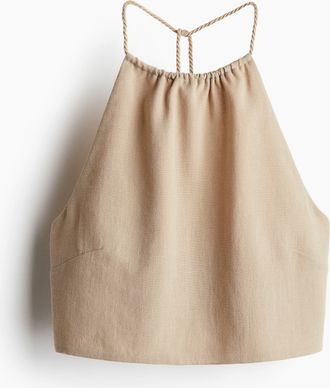 H&M Neckholder-Top mit Kordelzug - Beige
