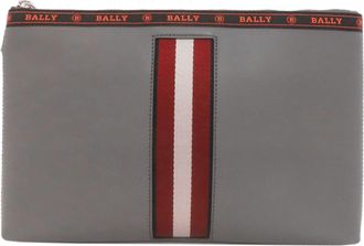 Bally Gray Leather Clutch Bag (Pre-Owned)