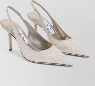 Jimmy Choo London lace pumps glitter pointed toe slingback stiletto