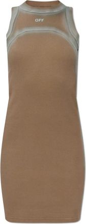 Off-white Short Dresses, female, Brown, Size: M Logo Dress