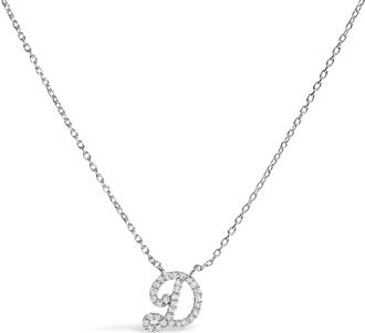 House of Brilliance 10K Gold Diamond Accent A-Z Initial Script Style Pendant Necklace