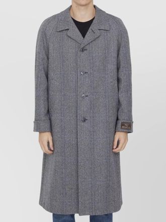Gucci long houndstooth wool coat with peaked lapels