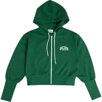 GCDS Zip-throughs, female, Green, Size: XS Zip-up Logo-print Hoodie