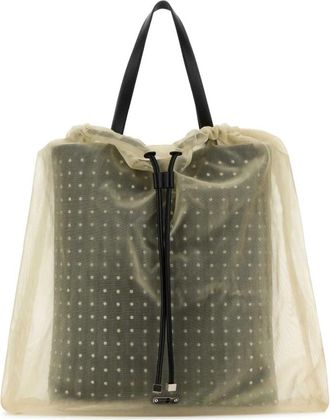 Alexander McQueen Nebula Leren Tule Shopper - Dames - Shoppers - Beige - ONE Size - Tule - Tassen
