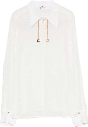 Elisabetta Franchi Georgette Shirt With Jewel Logos