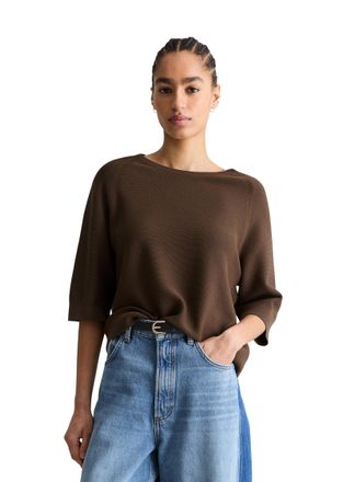 Marc O'Polo Denim Rundhalspullover MARC OPOLO DENIM, Damen, Gr. L, hazelnut braun, Obermaterial: 100% Baumwolle, normal, Rundhals, B&uuml;ndchen, Pullover Rundhalspullover, 