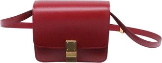 Celine Burgundy Calfskin Leather Classic Box Small Shoulder Bag (Authentic Pre-Loved)