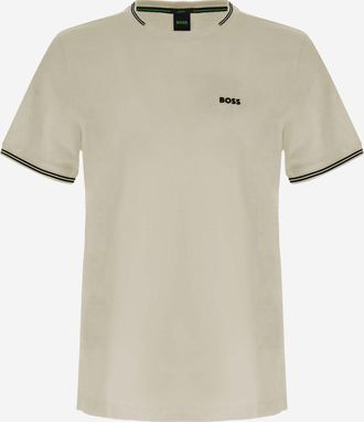 HUGO BOSS Mens T-Shirt Stretch Cotton Light Beige T-Shirts And Polos