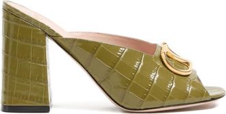 Valentino Garavani Green Logo Leather Heels