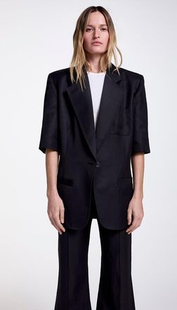 Smythe Short Sleeve Oversized Blazer in Black at Nordstrom, Size X-Small