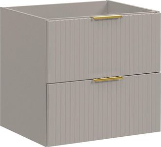 Vente-Unique Mueble suspendido estriado con lavabo - Beige - L60 cm - ZEVARA